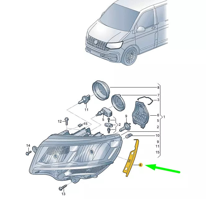 NEW VW TRANSPORTER T6 FRONT LEFT HEADLAMP GUIDE SECTION 7LA941231 ORIGINAL