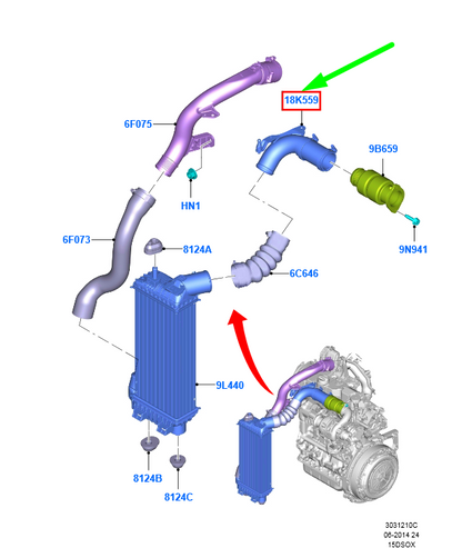 new ford focus mk3 c346 charge air cooler bracket av61-6c750-ae 1765769 original