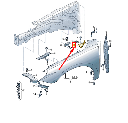 new audi a1 gb front right fender holder 82a821142 original