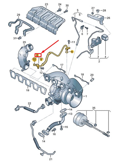 NEW AUDI A3 SPORTBACK 8Y TURBOCHARGER OIL FEED LINE 07K145778F ORIGINAL