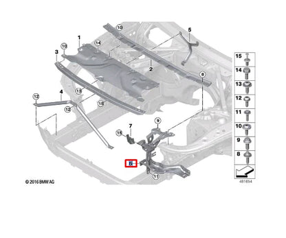 NEW BMW M5 F90 FRONT LEFT HEADLIGHT BRACKET MOUNT 51647383857 ORIGINAL