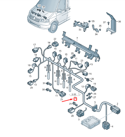new vw transporter t6 engine current rail inject valve wiring 03l971072e