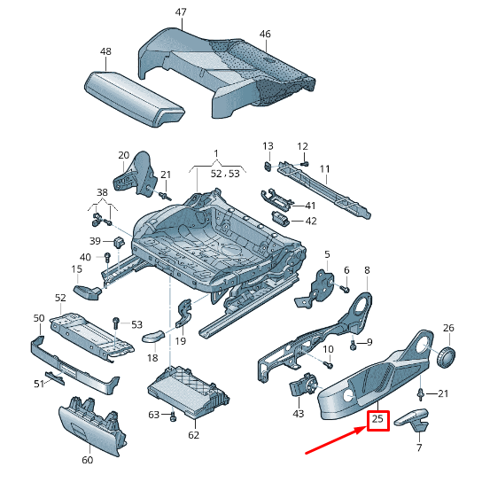 NEW AUDI Q3 F3 FRONT LEFT SEAT FRAME TRIM 83A881325A4PK ORIGINAL