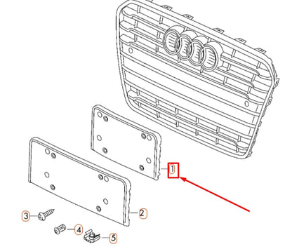 NEW AUDI A5 8T FRONT LICENCE PLATE HOLDER 8T0807285E3FZ ORIGINAL