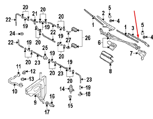 NEW AUDI Q7 4L FRONT WINDOW LEFT WIPER ARM LHD 4L1955407A1P9 2014
