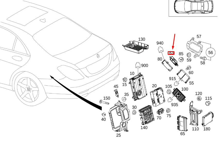 NEW MB S W222 REMOTE TRUNK CLOSING CONTROL UNIT BRACKET A2225452000 ORIGINAL