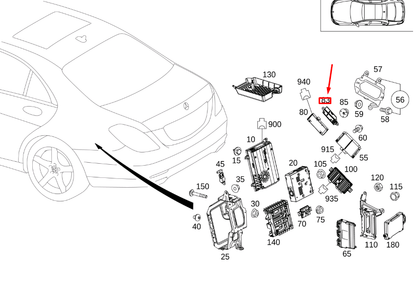 NEW MB S W222 REMOTE TRUNK CLOSING CONTROL UNIT BRACKET A2225452000 ORIGINAL