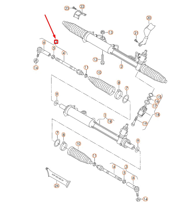 NEW AUDI Q7 4L STEERING LEFT TRACK TIE ROD ASSEMBLY 7L0422803D