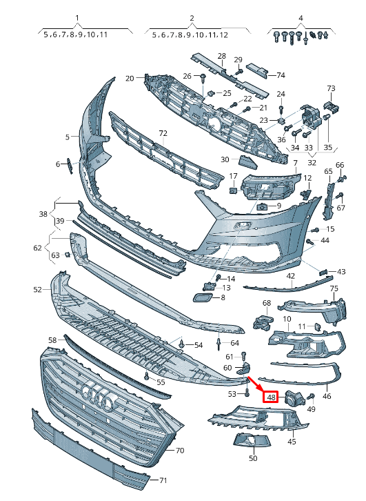 NEW AUDI A8 4N FRONT RIGHT BUMPER TRIM 4N0807820 ORIGINAL