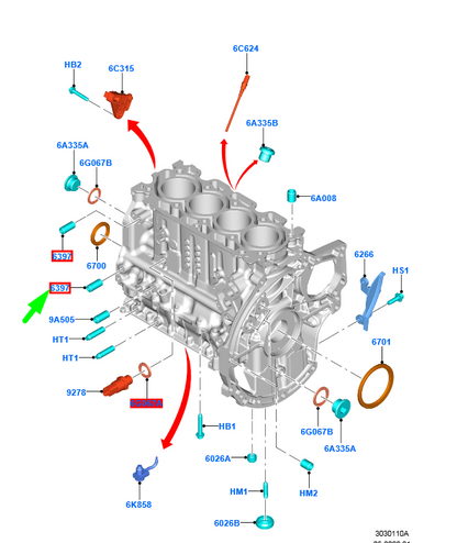 new ford mondeo mk5 cylinder block dowel pin 1314294 3m5q-2k927-aa original