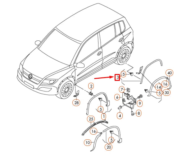NEW VOLKSWAGEN TIGUAN 5N MK1 REAR LEFT WHEEL COVER MOLDING 5N0854819C9B9