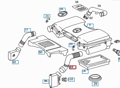 new mercedes benz s w140 left air inlet hose a1190901682 original