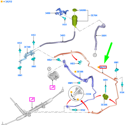 new ford transit mk4 power steering tube assy lhd 2313959 gk21-3a713-af original