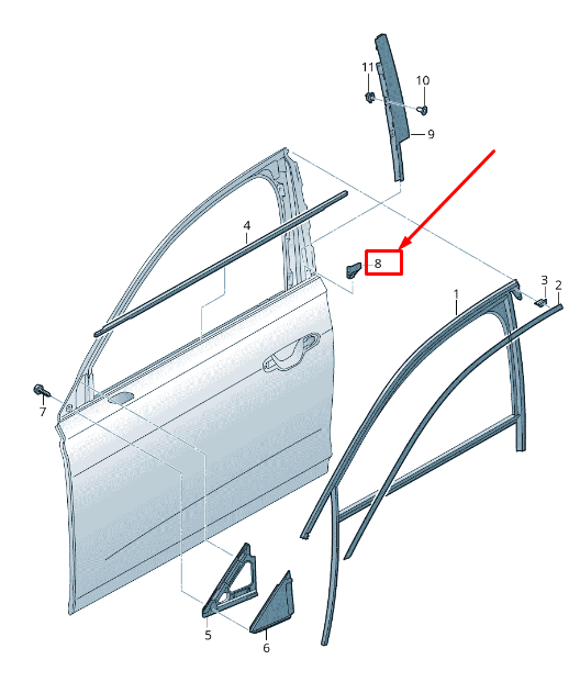 new audi a8 4n front left door applique seal 4n0867381 original