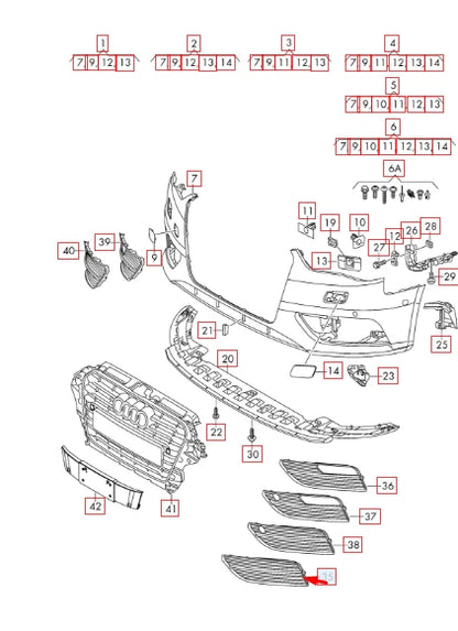 NEW AUDI A3 8PA FRONT BUMPER LEFT SIDE GRILLE 8V3807681 BMT 2013
