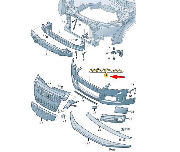 new audi tts 8j bumper fixing parts kit 8j0098623 original