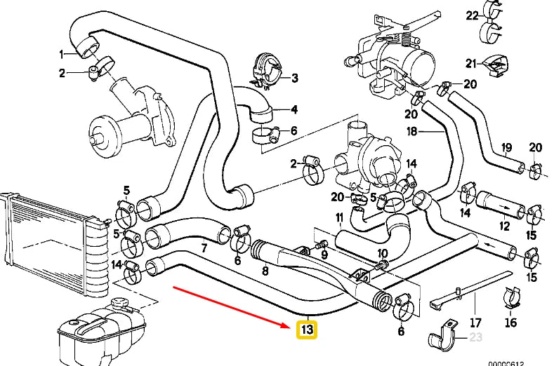 NEW BMW 3 E30 COOLANT HOSES PIPES 11531722743 1722743 1990 ORIGINAL