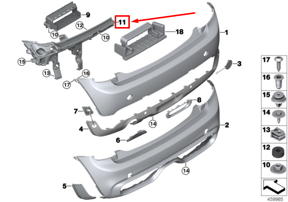 new mini cooper f56 rear left bumper guide 7411145 51127411145 original