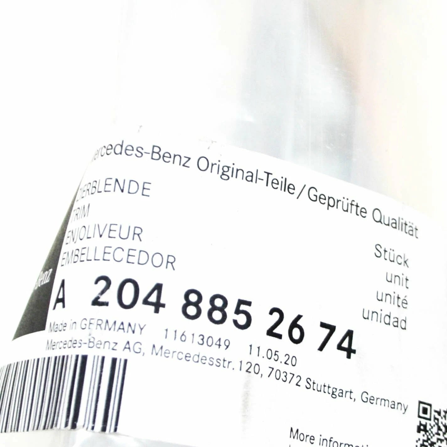 NEW MERCEDES-BENZ GLK X204 FRONT RIGHT BUMPER MOLDING TRIM A2048852674 ORIGINAL