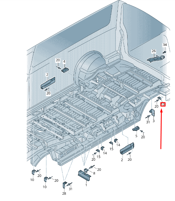 new vw transporter vi t6 rear seat mounting bracket 7h5803547 original