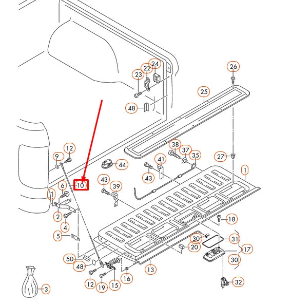 NEW VOLKSWAGEN AMAROK 2H REAR RETAINING ROPE 2H5829491D