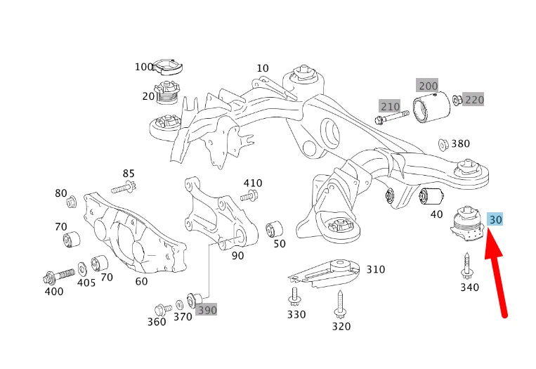 NEW MB S W221 REAR SUBFRAME MOUNTING RUBBER BUSHING A2213511642 ORIGINAL