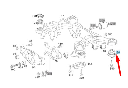 NEW MB S W221 REAR SUBFRAME MOUNTING RUBBER BUSHING A2213511642 ORIGINAL