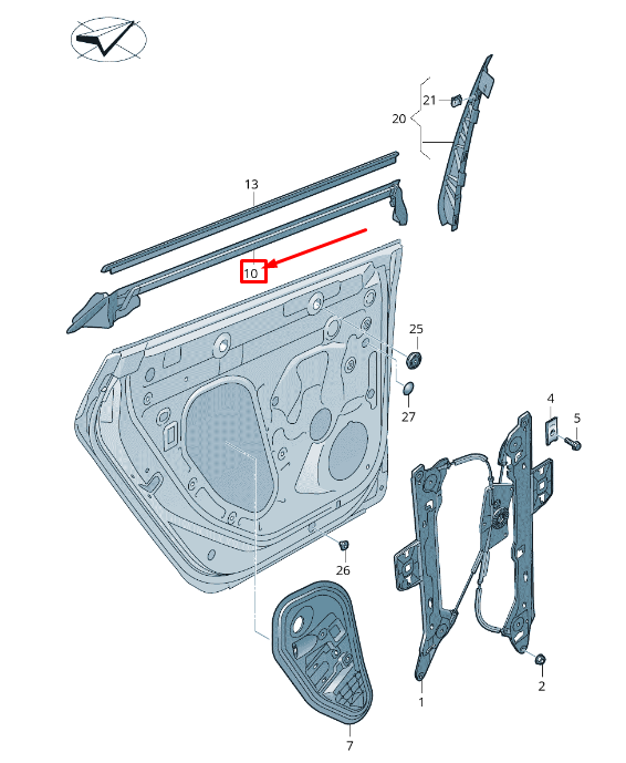 new vw arteon 3h rear right inner window aperture seal 3g8839480a original