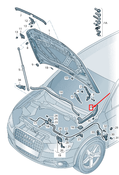 new audi q3 8u front right bonnet foam seal 8u0823722a original