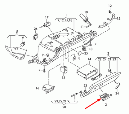 new audi q5 8r glove box handle lhd 8k18571313q7 8k1857131 3q7 original