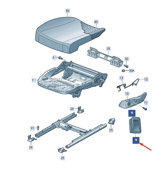 new skoda superb mk3 front left seat outer frame trim 3v0881317dwc4 original