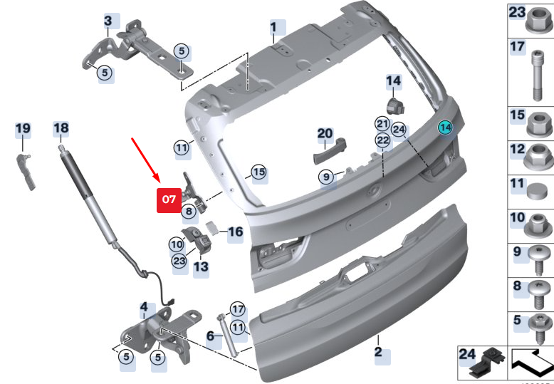 new bmw x5 f15 bottom right gas-filled strut mounting 51247294696 original