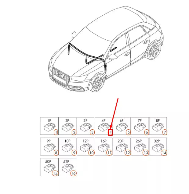 NEW AUDI A1 MK1 4-PIN FLAT CONNECTOR 8K0973754 ORIGINAL