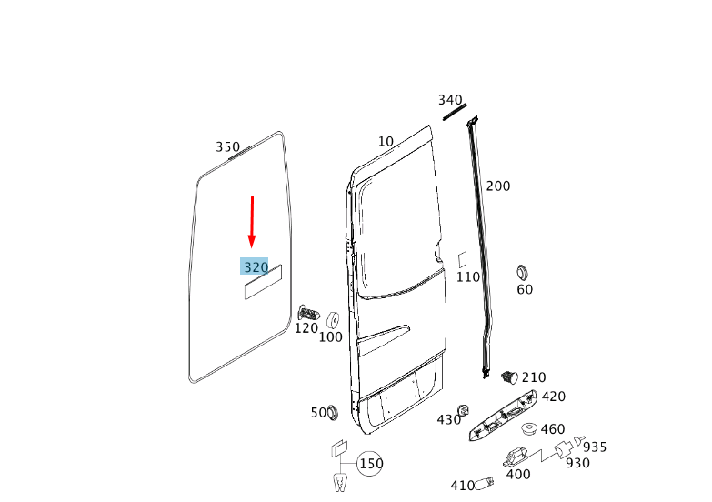 new mb sprinter w906 rear end door left bottom trim a9066820108 original
