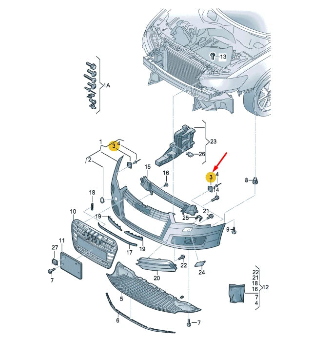NEW AUDI A6 C7 FRONT BUMPER RETAINER SECURING STRIP 4G0807277 ORIGINAL
