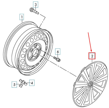 NEW VOLKSWAGEN UP WHEEL TRIM RING 14" 1S0601147G1ZX ORIGINAL