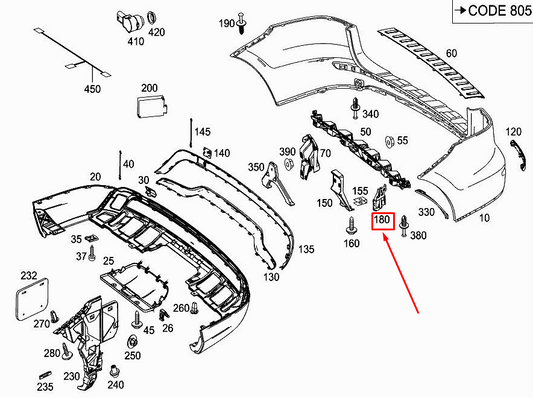 NEW MERCEDES-BENZ GLE W166 REAR LEFT BUMPER BRACKET A1668850114 ORIGINAL