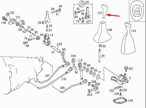 NEW MB E-CLASS W124 MANUAL GEAR SHIFT KNOB A1232671110 1995 ORIGINAL