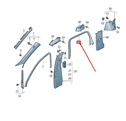 new vw touareg 7p mk2 rear right door window frame trim 7p686768682v original