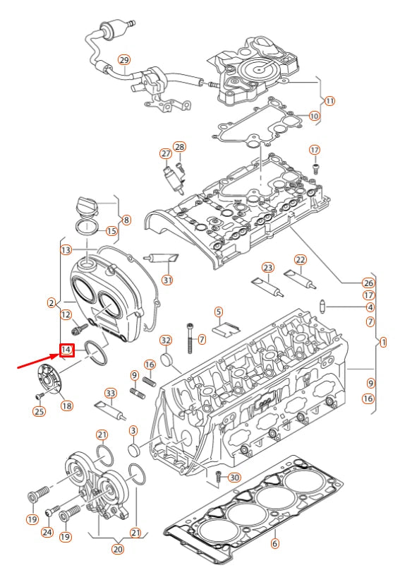 NEW VOLKSWAGEN PASSAT B8 3G ENGINE TIMING COVER SEAL 06L103583C ORIGINAL