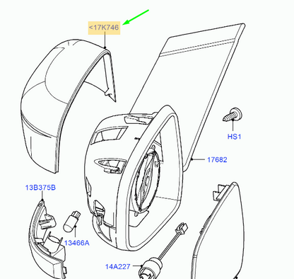new ford focus mk3 c346 front right door mirror chromed cover 1529572 original