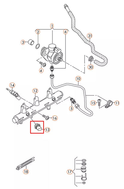 NEW AUDI A6 C7 HIGH PRESSURE FUEL SENSOR 06J906051D