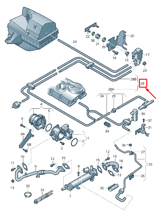 NEW VW JETTA MK6 16 ENGINE COOLANT HOSE 5C0121058B ORIGINAL