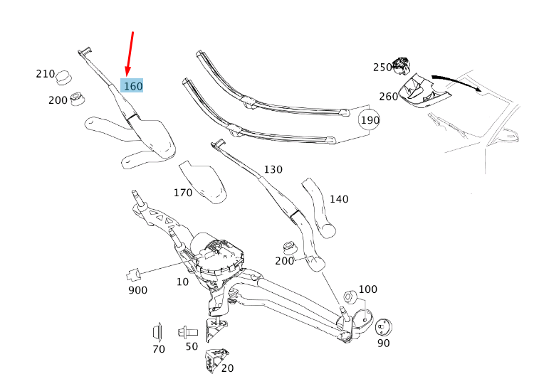 new mercedes-benz e w212 front left wiper arm rhd a2128201044 original