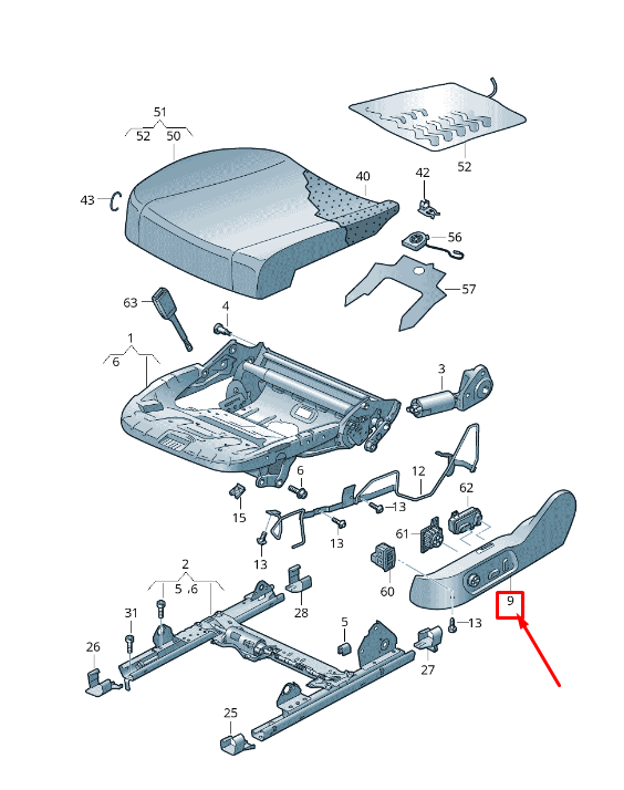 new vw cc 35 front right seat frame trim 3c8881314a9b9 3c8881314a 9b9 original