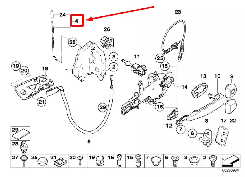 NEW BMW 3 E90 FRONT RIGHT DOOR OPERATING ROD 51217059906 7059906 ORIGINAL