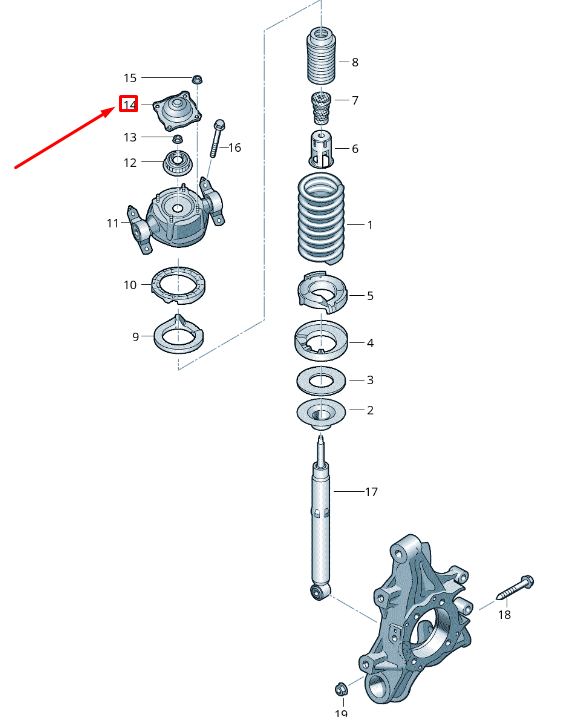 NEW VW TOUAREG 7P MK2 REAR UPPER STRUT MOUNT CAP 7P0512087 ORIGINAL