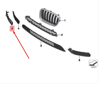 NEW BMW X3 F25 FRONT BUMPER RIGHT OPEN GRID GRILLE 51117249582 7249582 ORIGINAL