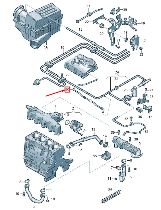 NEW VOLKSWAGEN CADDY 2K MK3 VACUUM PIPE 03L131605AF