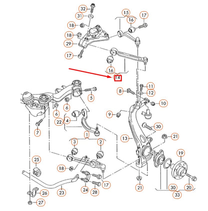 NEW AUDI A6 C6 FRONT LEFT UPPER FRONT WISHBONE LINK 4E0407505F ORIGINAL